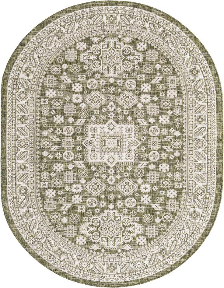 Detail image of 5' 3 x 8' Easy-Clean Aztec Indoor / Outdoor Oval Rug