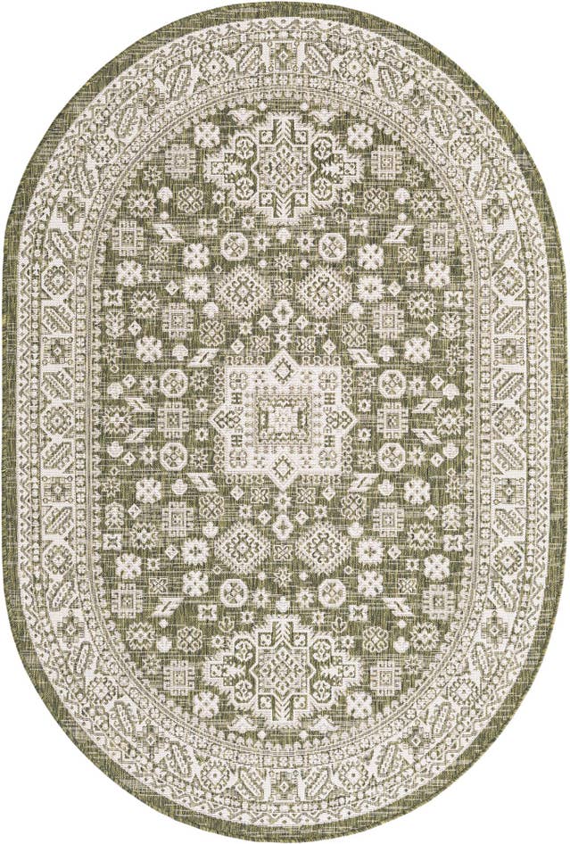Detail image of 5' 3 x 8' Easy-Clean Aztec Indoor / Outdoor Oval Rug