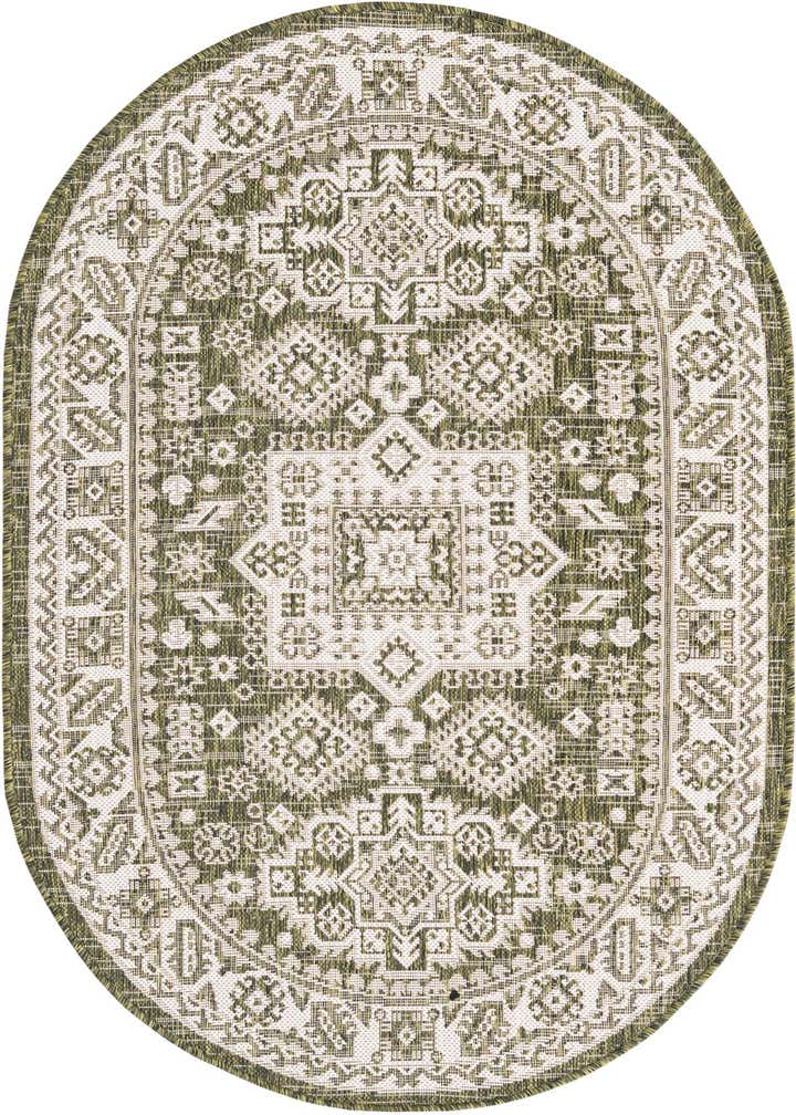 3' x 5' 3 Easy-Clean Aztec Indoor / Outdoor Oval Rug