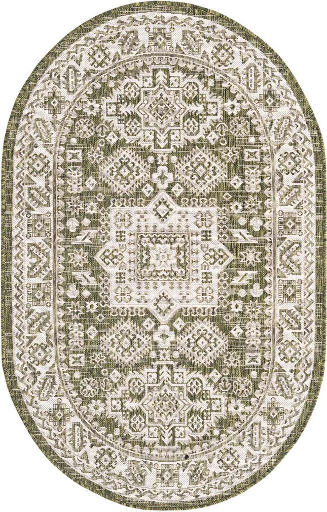 3' x 5' 3 Easy-Clean Aztec Indoor / Outdoor Oval Rug