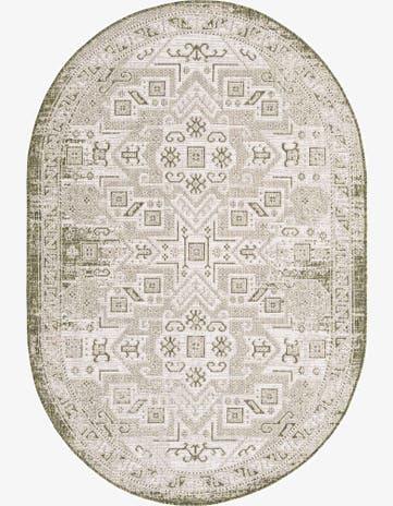 5' 3 x 8' Easy-Clean Aztec Indoor / Outdoor Oval Rug