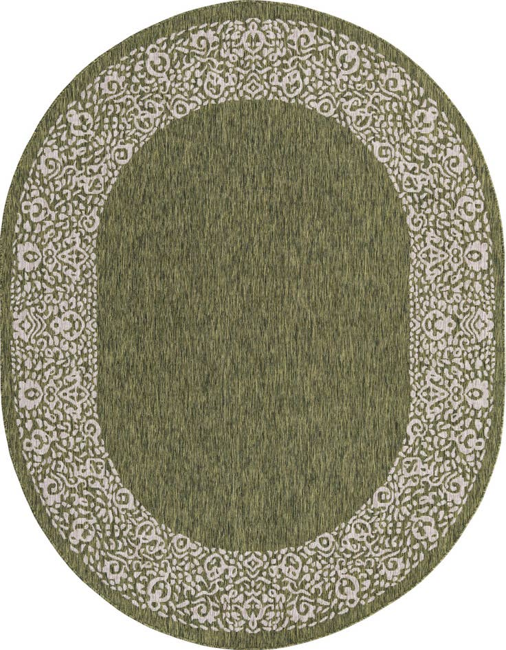 Detail image of 7' 10 x 10' Easy-Clean Border Indoor / Outdoor Oval Rug