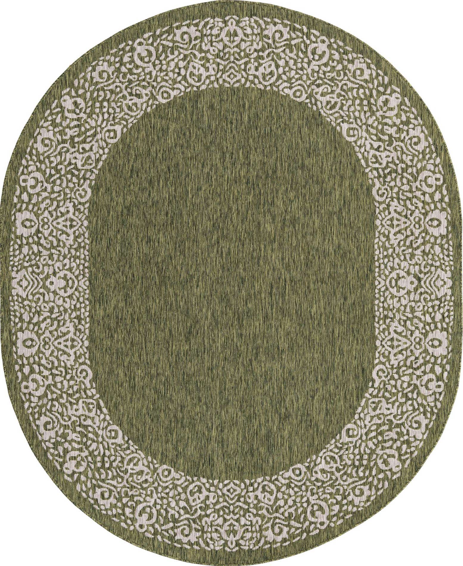 7' 10 x 10' Easy-Clean Border Indoor / Outdoor Oval Rug