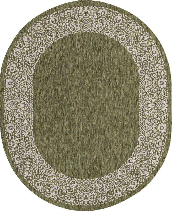 7' 10 x 10' Easy-Clean Border Indoor / Outdoor Oval Rug