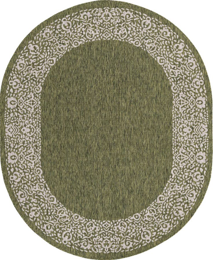 Detail image of 7' 10 x 10' Easy-Clean Border Indoor / Outdoor Oval Rug