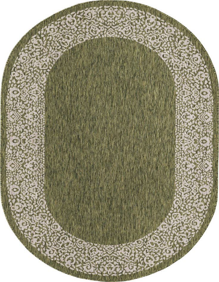 Detail image of 5' 3 x 8' Easy-Clean Border Indoor / Outdoor Oval Rug