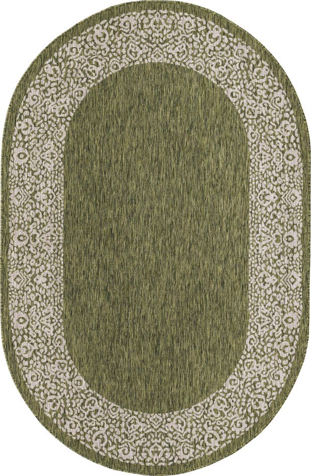 Detail image of 5' 3 x 8' Easy-Clean Border Indoor / Outdoor Oval Rug