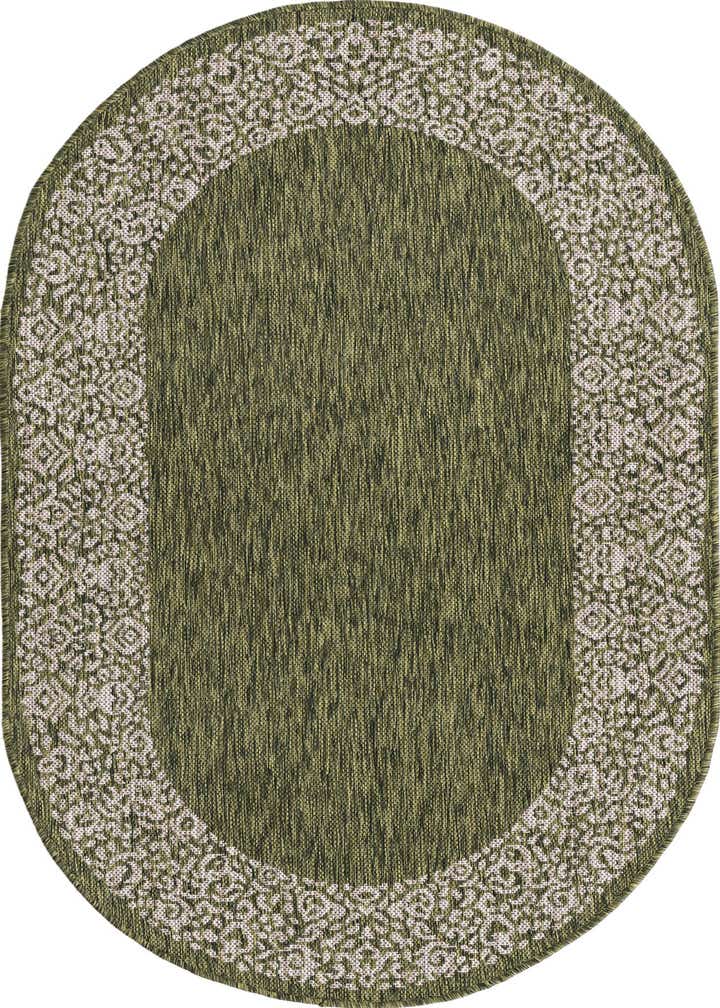3' x 5' 3 Easy-Clean Border Indoor / Outdoor Oval Rug