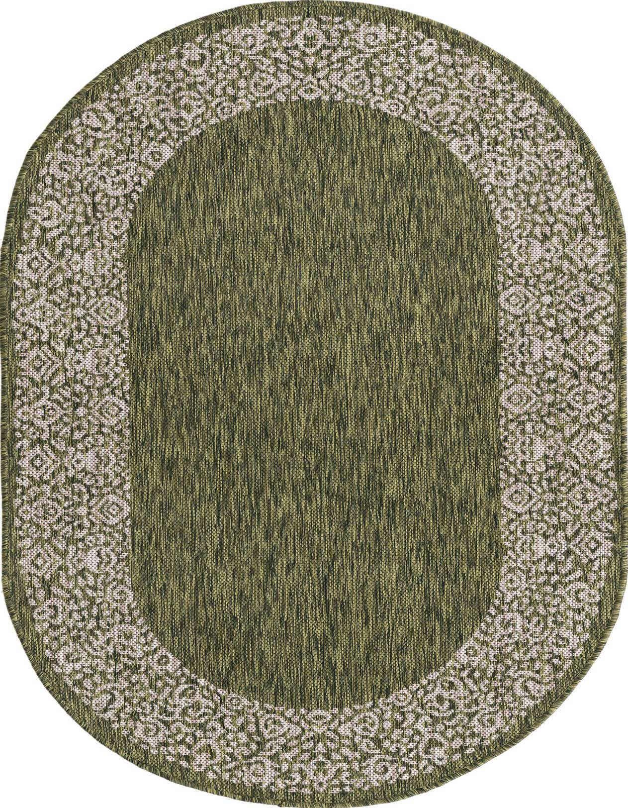 3' x 5' 3 Easy-Clean Border Indoor / Outdoor Oval Rug