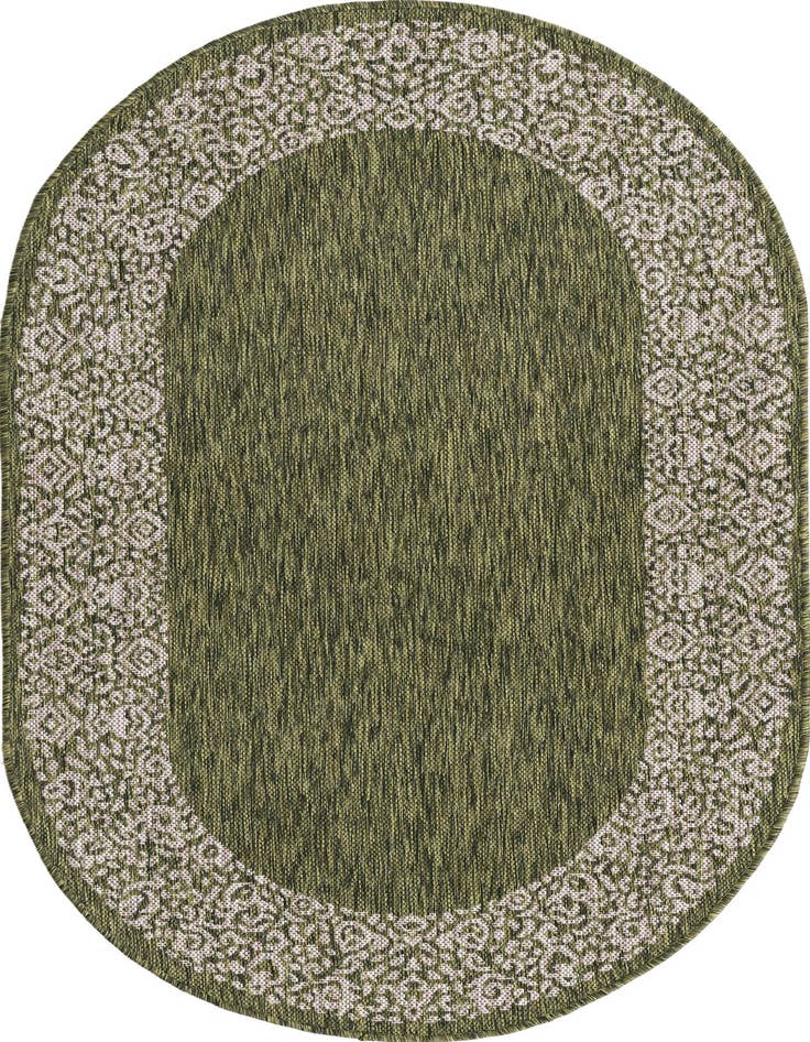 Detail image of 3' x 5' 3 Easy-Clean Border Indoor / Outdoor Oval Rug