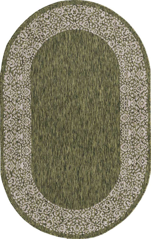 3' x 5' 3 Easy-Clean Border Indoor / Outdoor Oval Rug