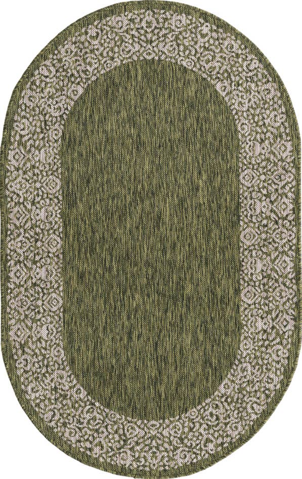Detail image of 3' x 5' 3 Easy-Clean Border Indoor / Outdoor Oval Rug