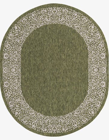7' 10 x 10' Easy-Clean Border Indoor / Outdoor Oval Rug
