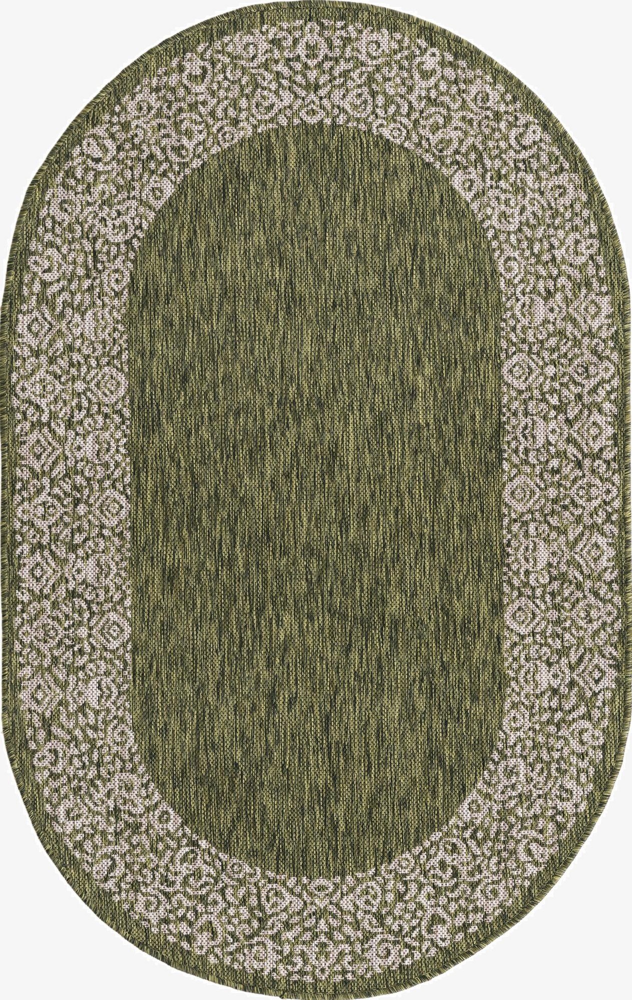 3' x 5' 3  Washable Border Indoor / Outdoor Oval Rug
