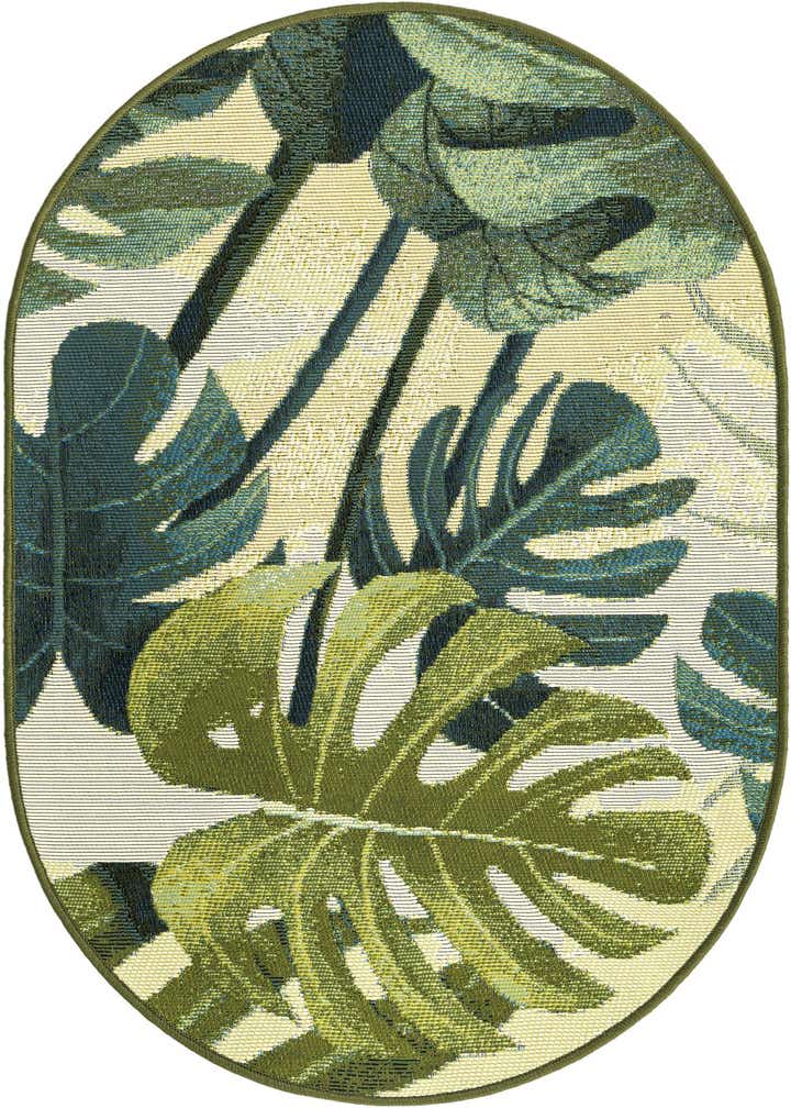 2' 2 x 3' Easy-Clean Botanical Indoor / Outdoor Oval Rug
