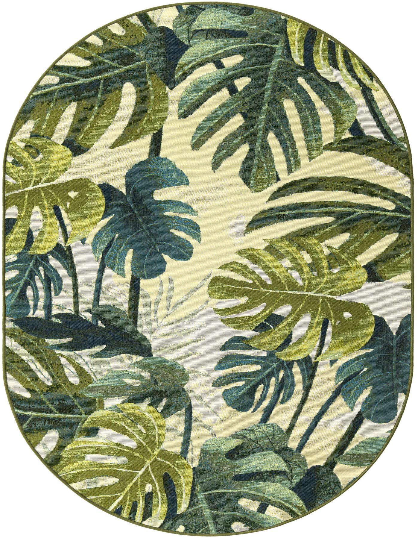 4' x 6' Easy-Clean Botanical Indoor / Outdoor Oval Rug