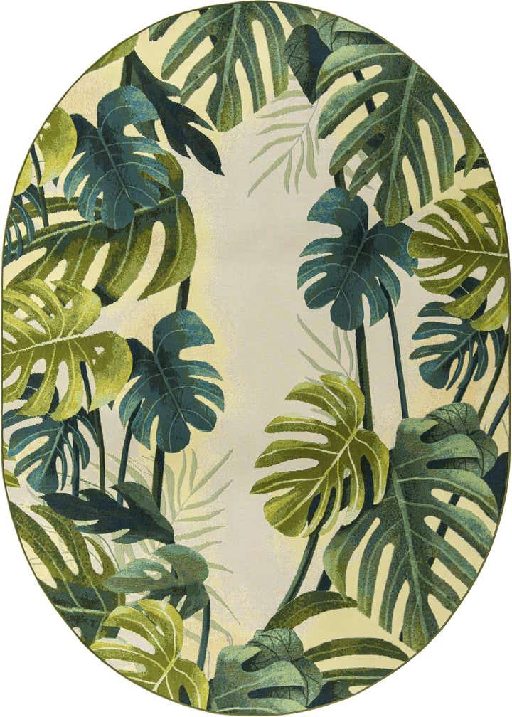 7' 10 x 10' Easy-Clean Botanical Indoor / Outdoor Oval Rug
