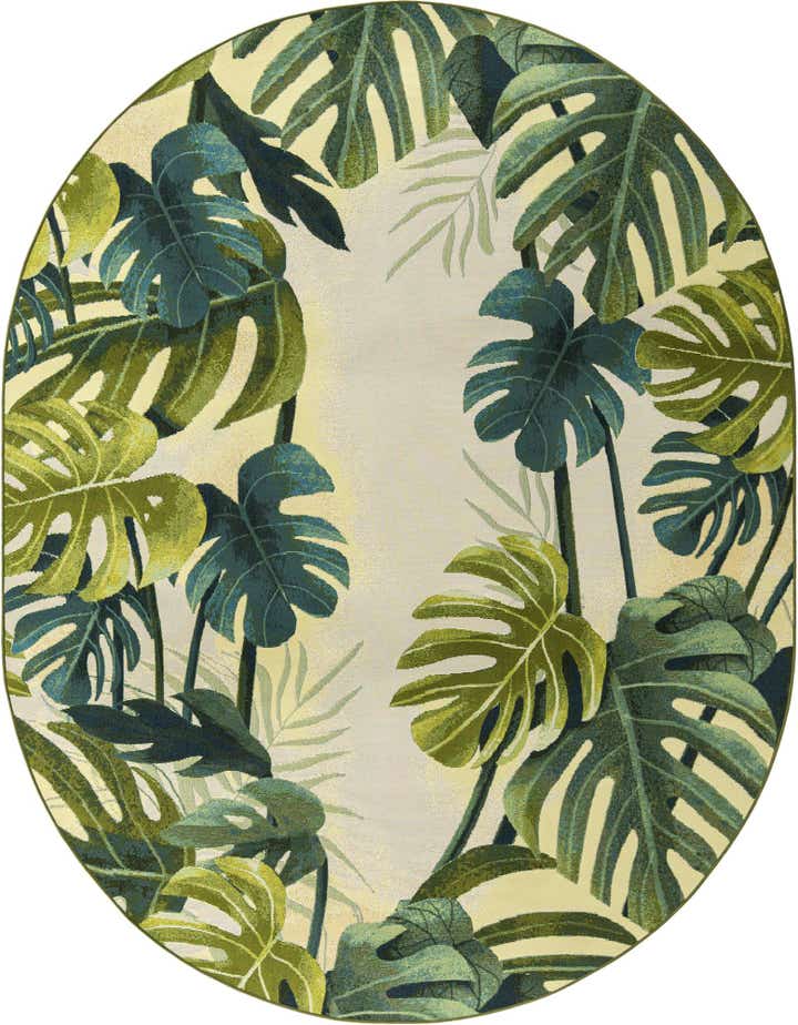 7' 10 x 10' Easy-Clean Botanical Indoor / Outdoor Oval Rug