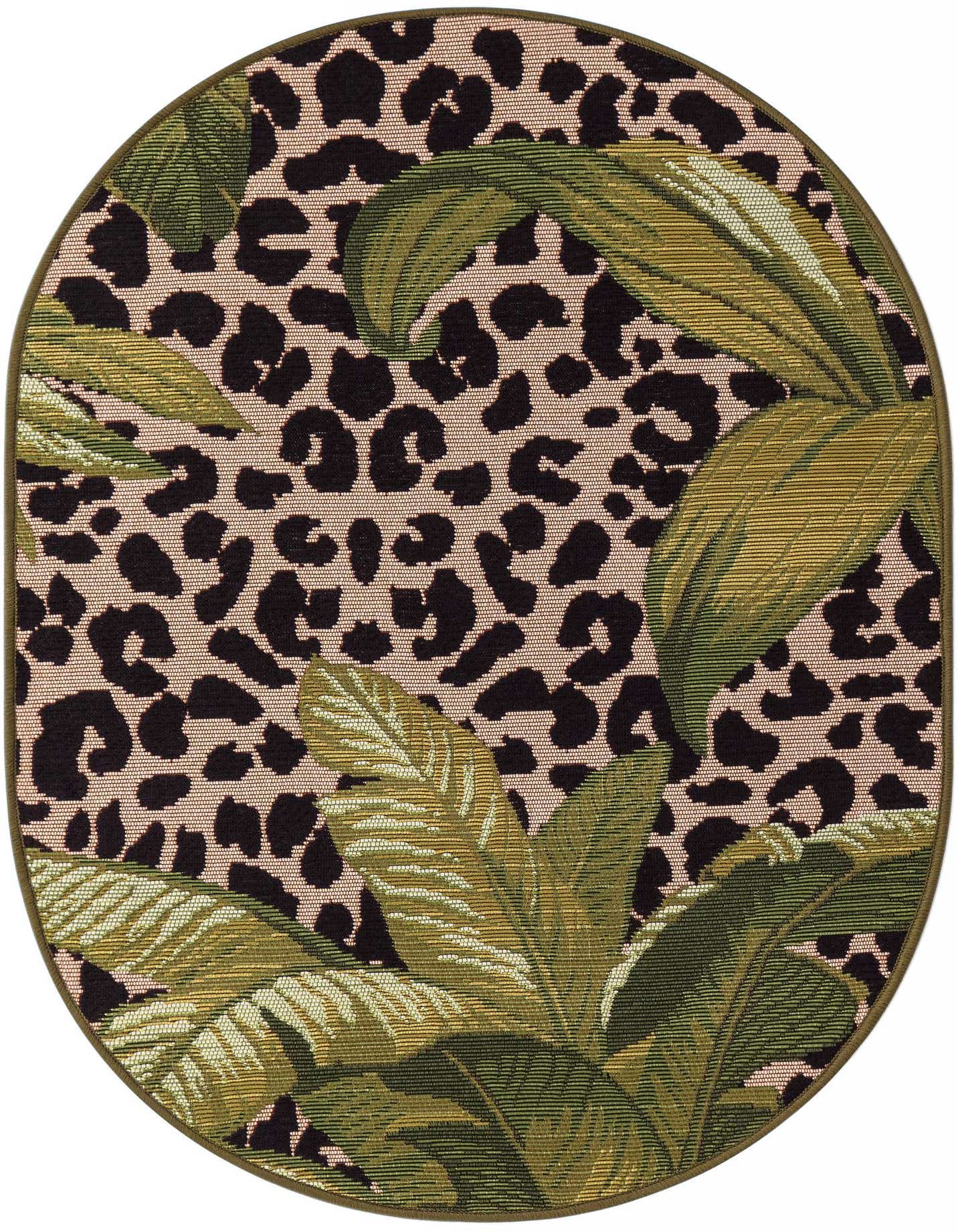 2' 2 x 3' Easy-Clean Botanical Indoor / Outdoor Oval Rug