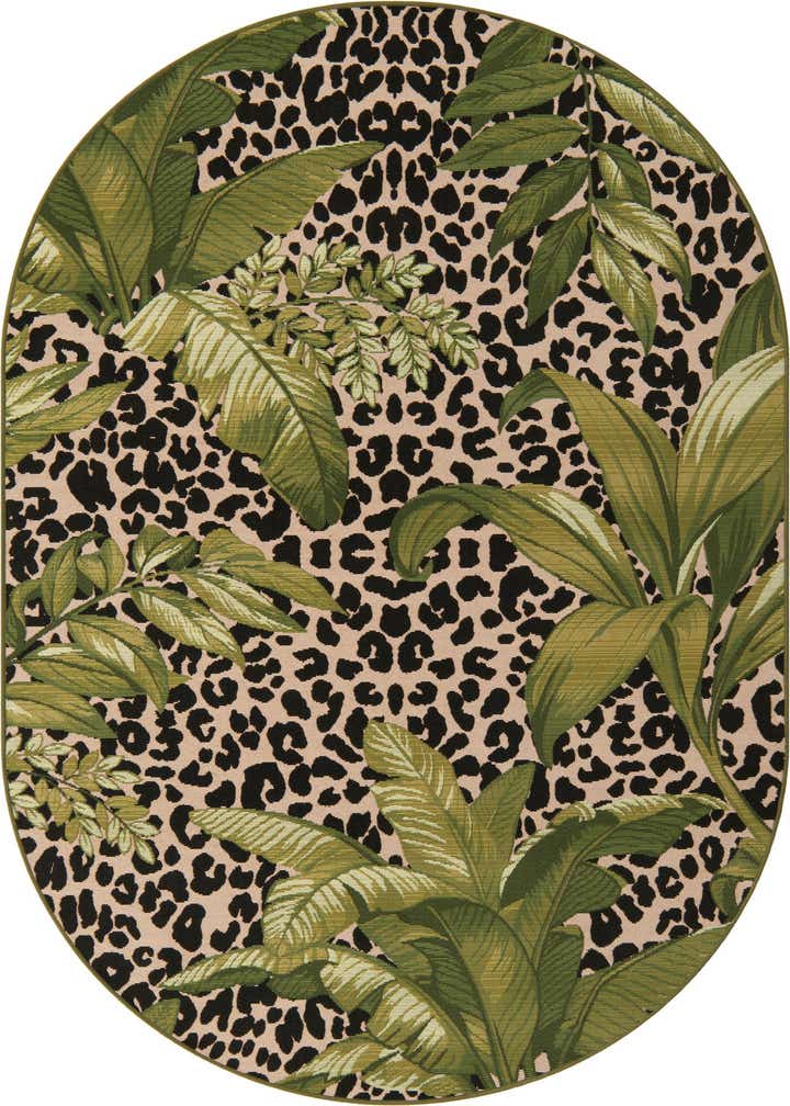 5' 3 x 8' Easy-Clean Botanical Indoor / Outdoor Oval Rug