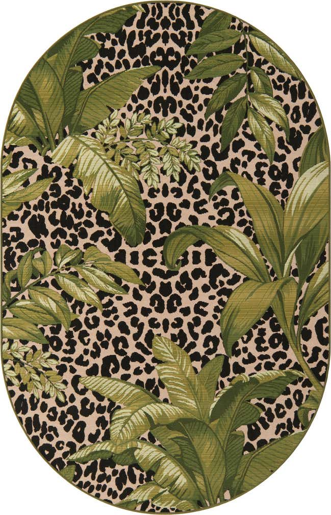 5' 3 x 8' Easy-Clean Botanical Indoor / Outdoor Oval Rug