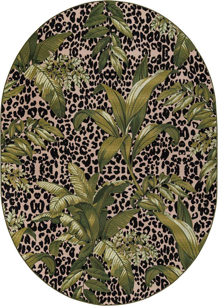 7' 10 x 10' Easy-Clean Botanical Indoor / Outdoor Oval Rug