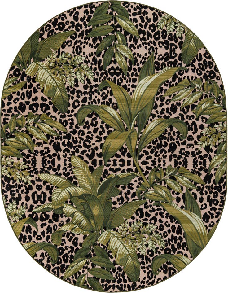 Detail image of 7' 10 x 10' Easy-Clean Botanical Indoor / Outdoor Oval Rug