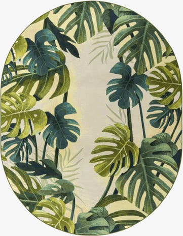 7' 10 x 10' Easy-Clean Botanical Indoor / Outdoor Oval Rug