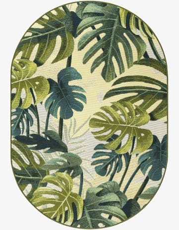 4' x 6' Easy-Clean Botanical Indoor / Outdoor Oval Rug
