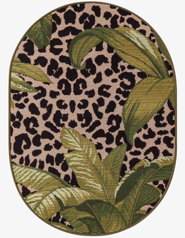 2' 2 x 3' Easy-Clean Botanical Indoor / Outdoor Oval Rug