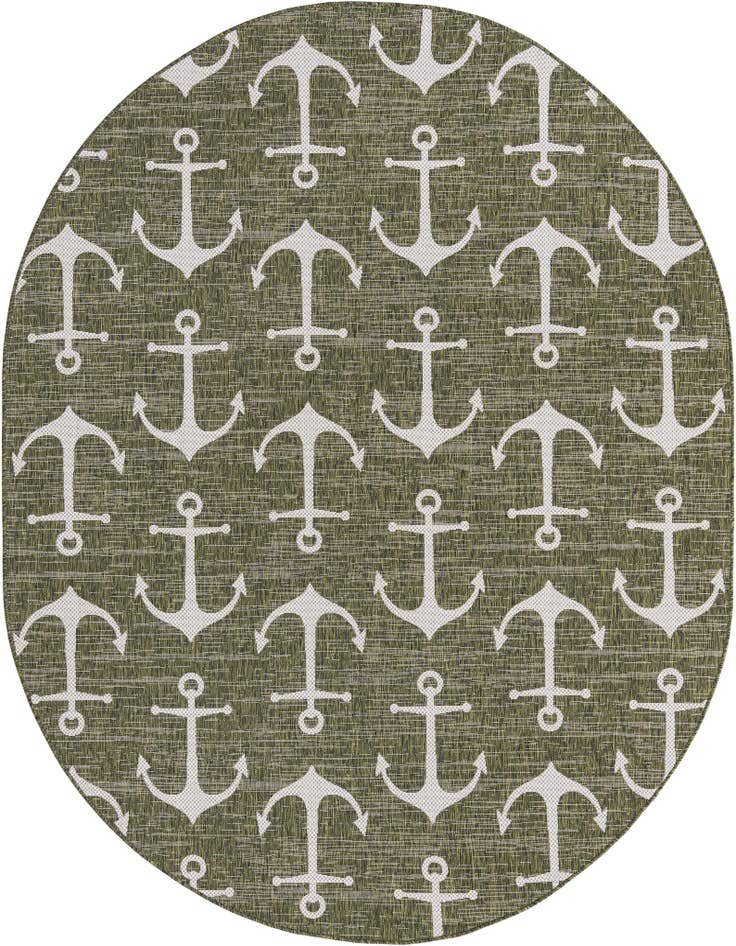 Detail image of 7' 10 x 10' Easy-Clean Coastal Indoor / Outdoor Oval Rug