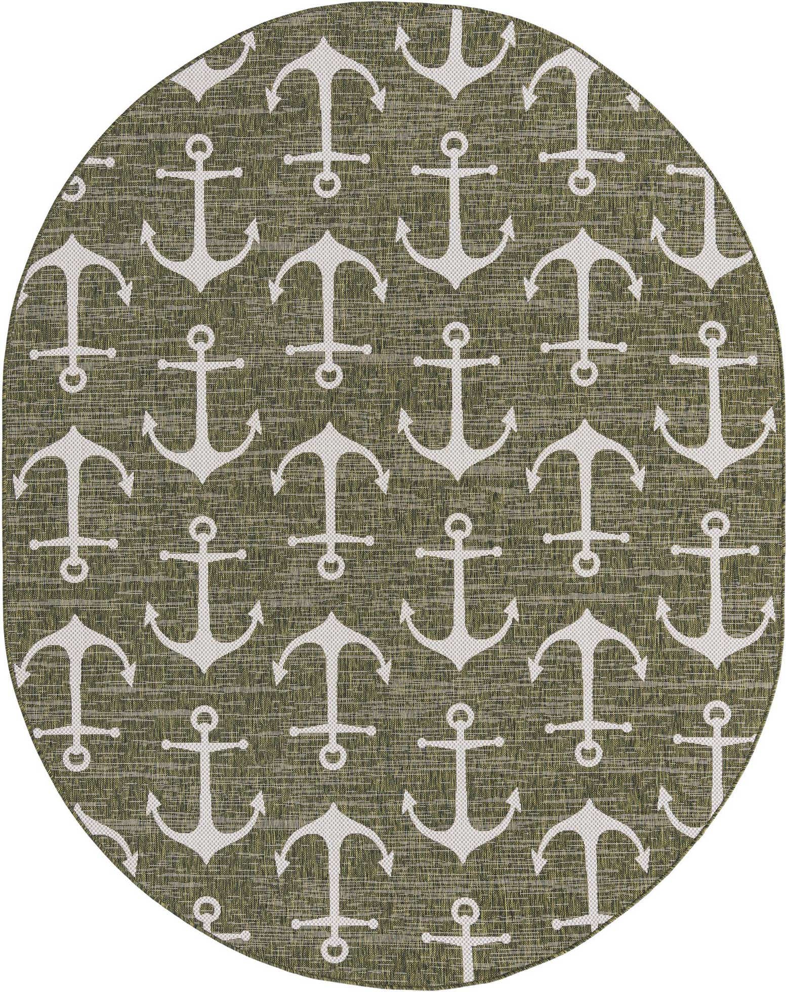 7' 10 x 10' Easy-Clean Coastal Indoor / Outdoor Oval Rug