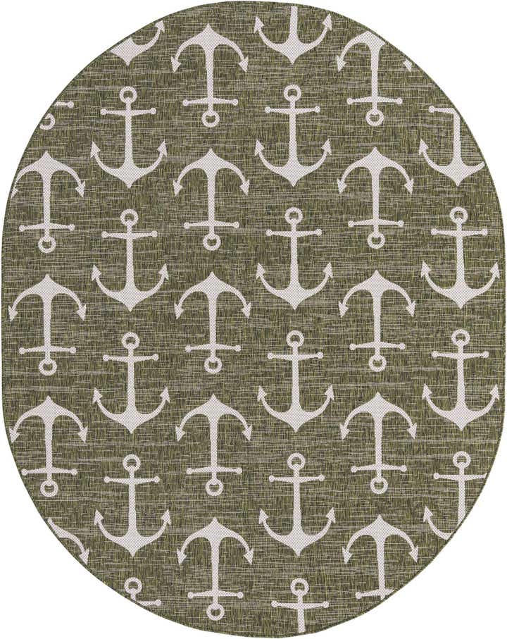 7' 10 x 10' Easy-Clean Coastal Indoor / Outdoor Oval Rug
