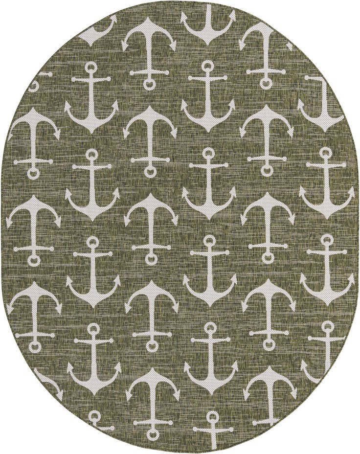 Detail image of 7' 10 x 10' Easy-Clean Coastal Indoor / Outdoor Oval Rug