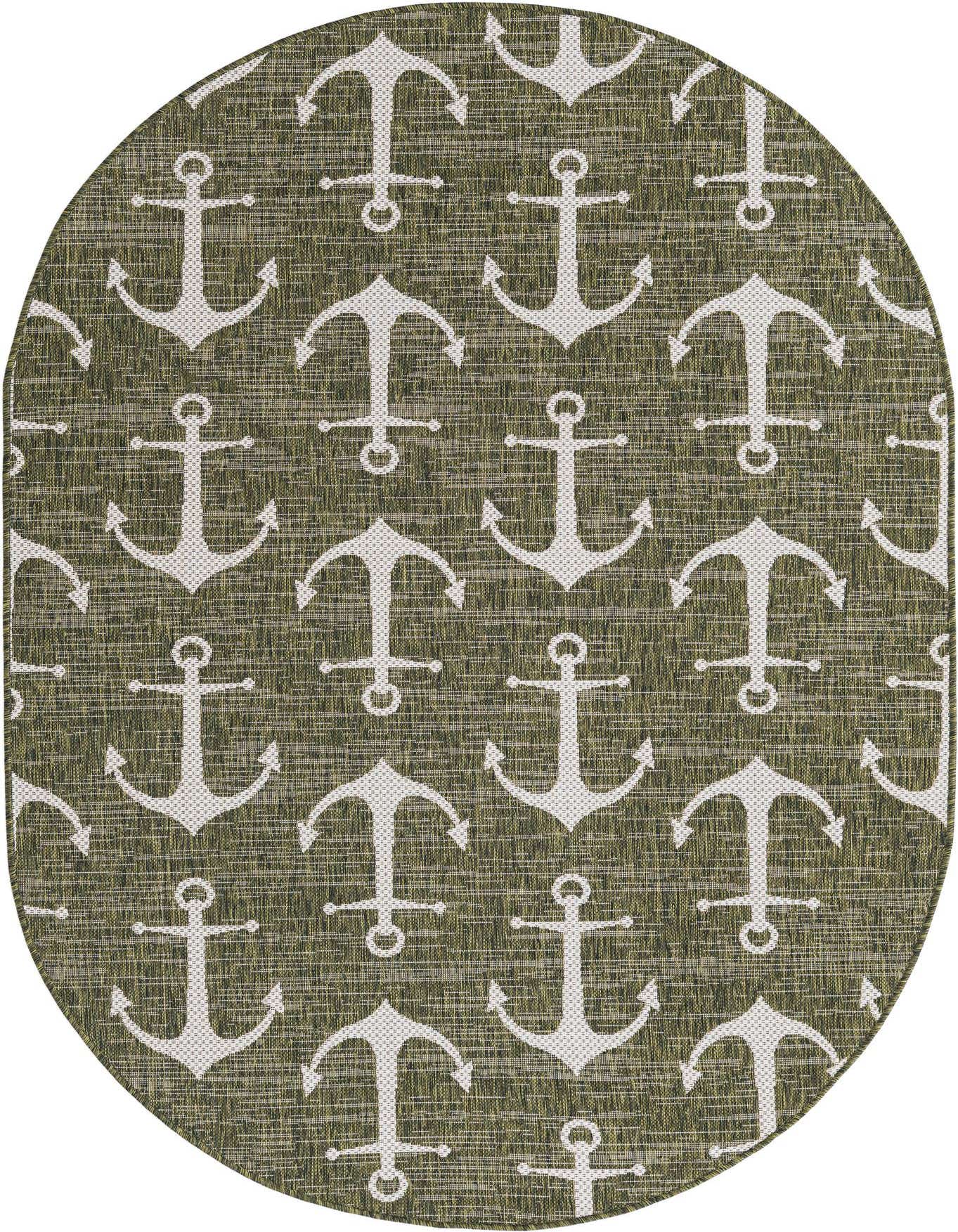 5' 3 x 8' Easy-Clean Coastal Indoor / Outdoor Oval Rug