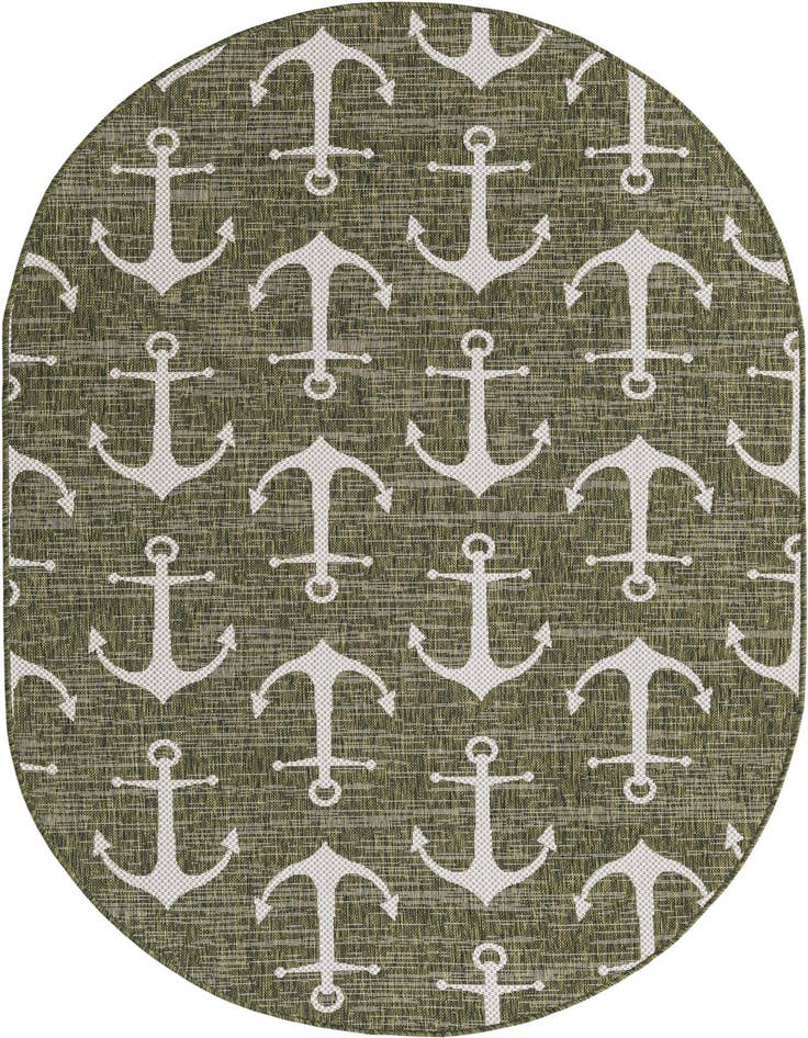 Detail image of 5' 3 x 8' Easy-Clean Coastal Indoor / Outdoor Oval Rug
