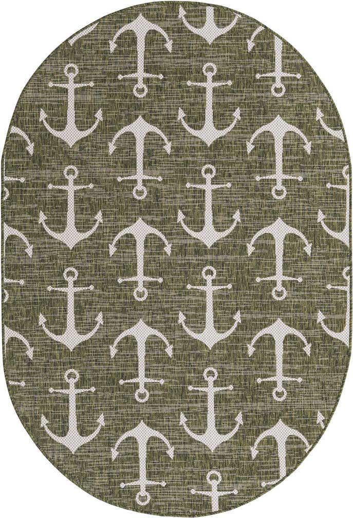 5' 3 x 8' Easy-Clean Coastal Indoor / Outdoor Oval Rug