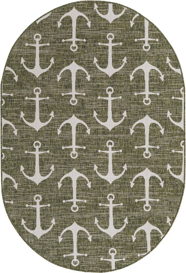 Detail image of 5' 3 x 8' Easy-Clean Coastal Indoor / Outdoor Oval Rug