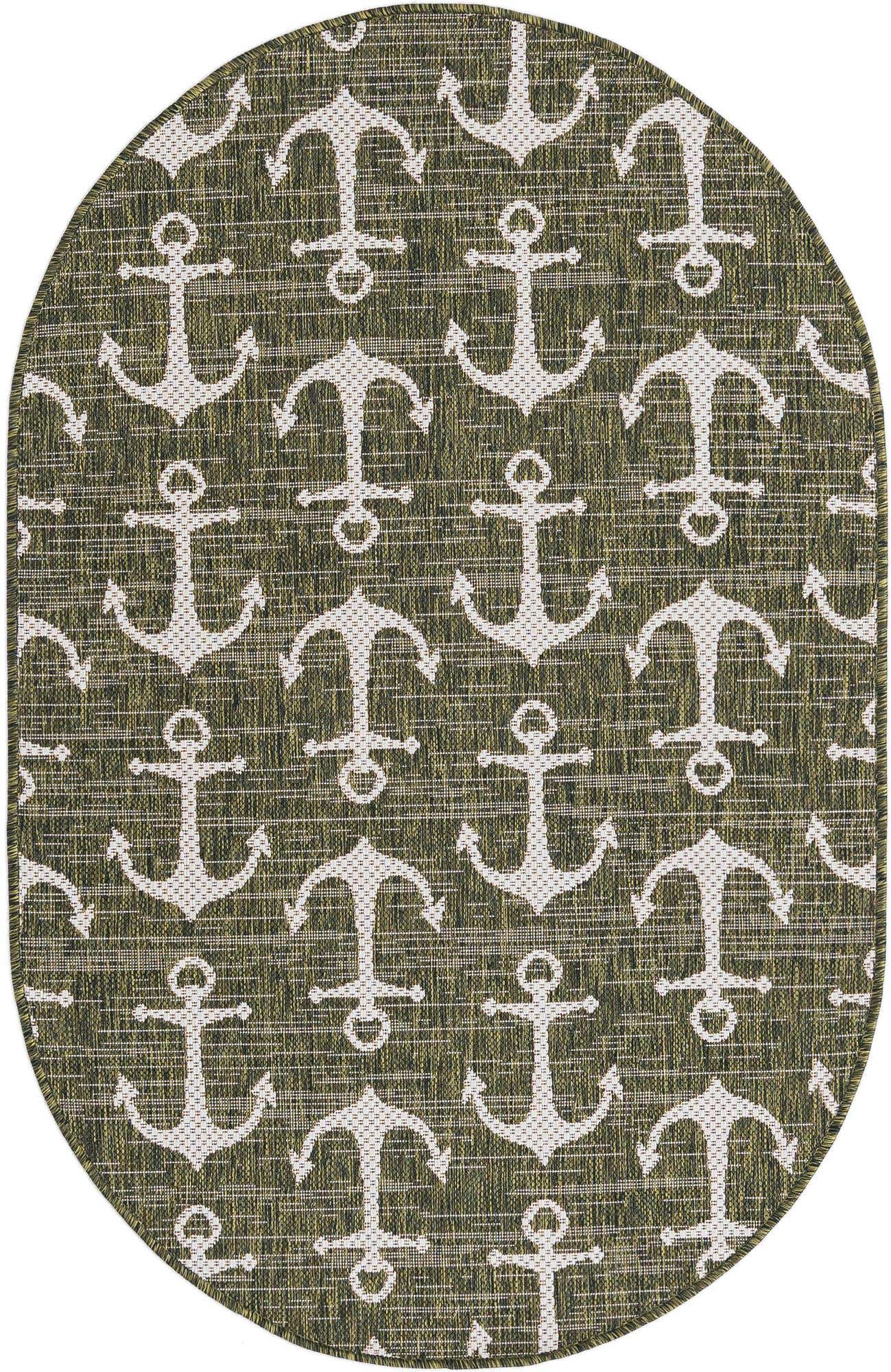 3' x 5' 3 Easy-Clean Coastal Indoor / Outdoor Oval Rug