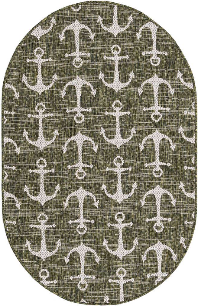 3' x 5' 3 Easy-Clean Coastal Indoor / Outdoor Oval Rug
