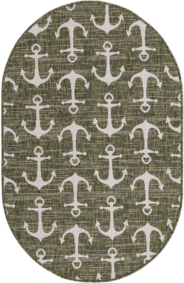 Detail image of 3' x 5' 3 Easy-Clean Coastal Indoor / Outdoor Oval Rug