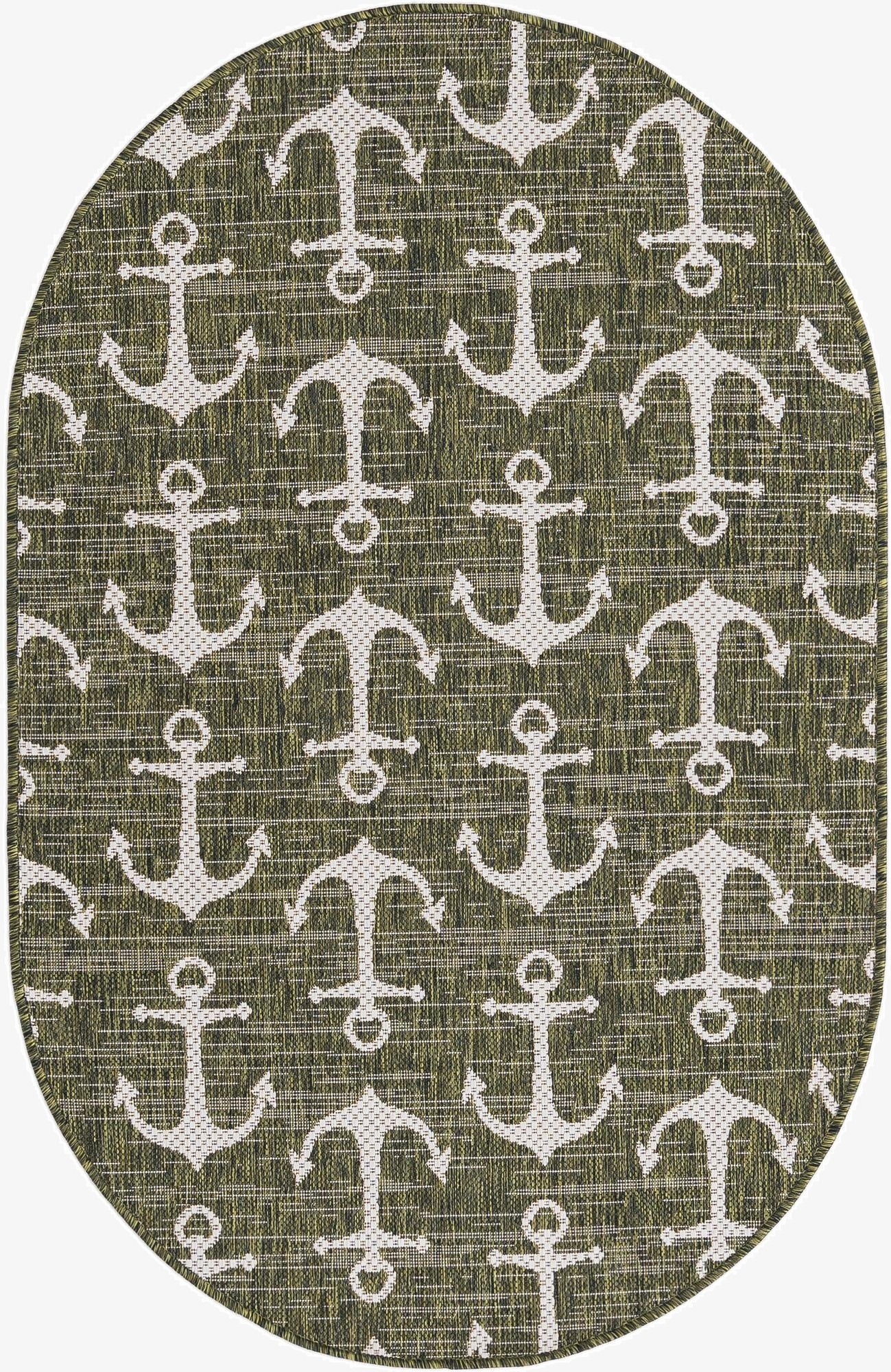 3' x 5' 3  Washable Coastal Indoor / Outdoor Oval Rug