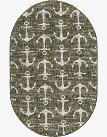 3' x 5' 3 Easy-Clean Coastal Indoor / Outdoor Oval Rug