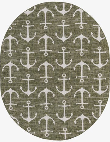 7' 10 x 10' Easy-Clean Coastal Indoor / Outdoor Oval Rug