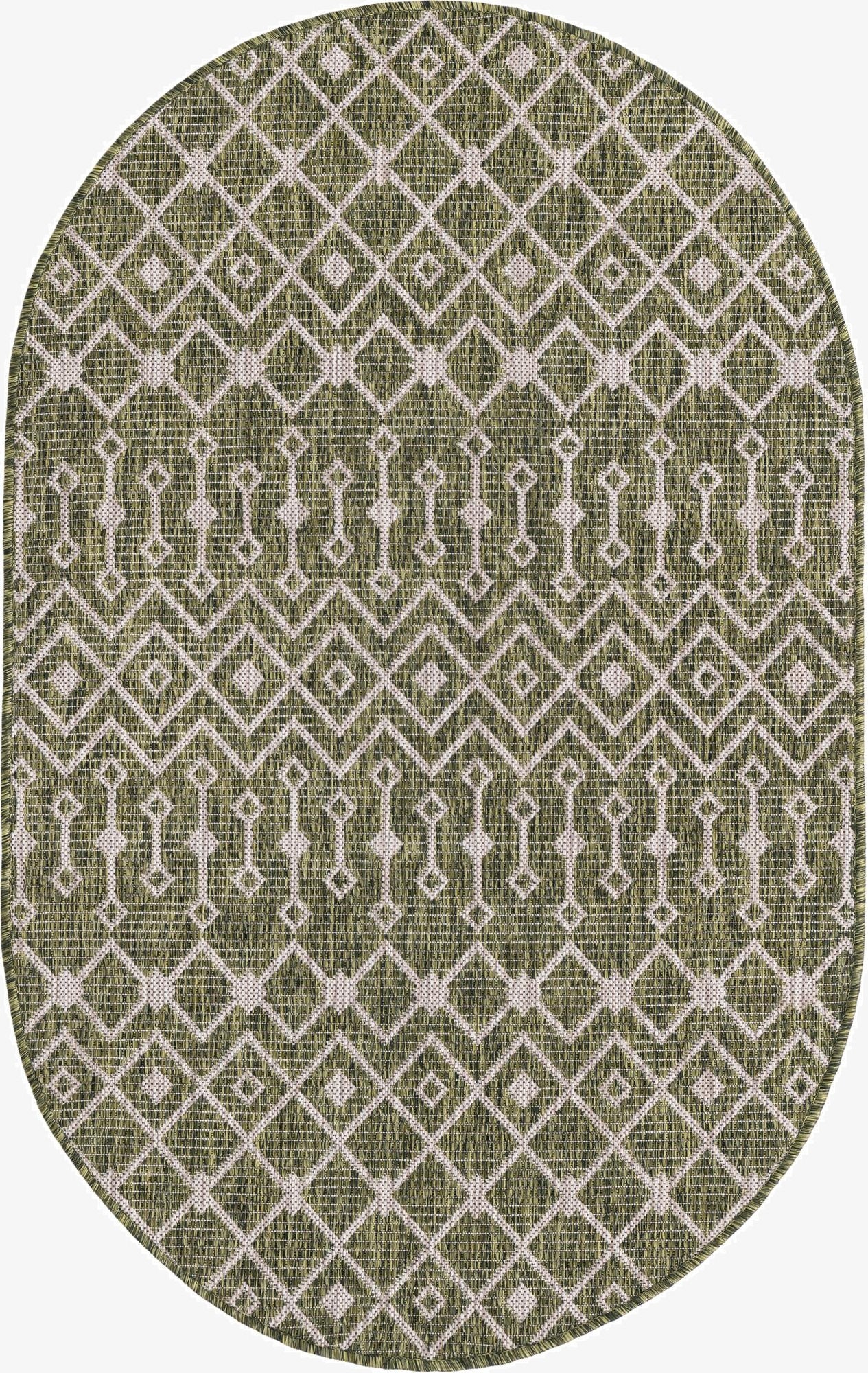 3' x 5' 3 Washable Lattice Indoor / Outdoor Oval Rug