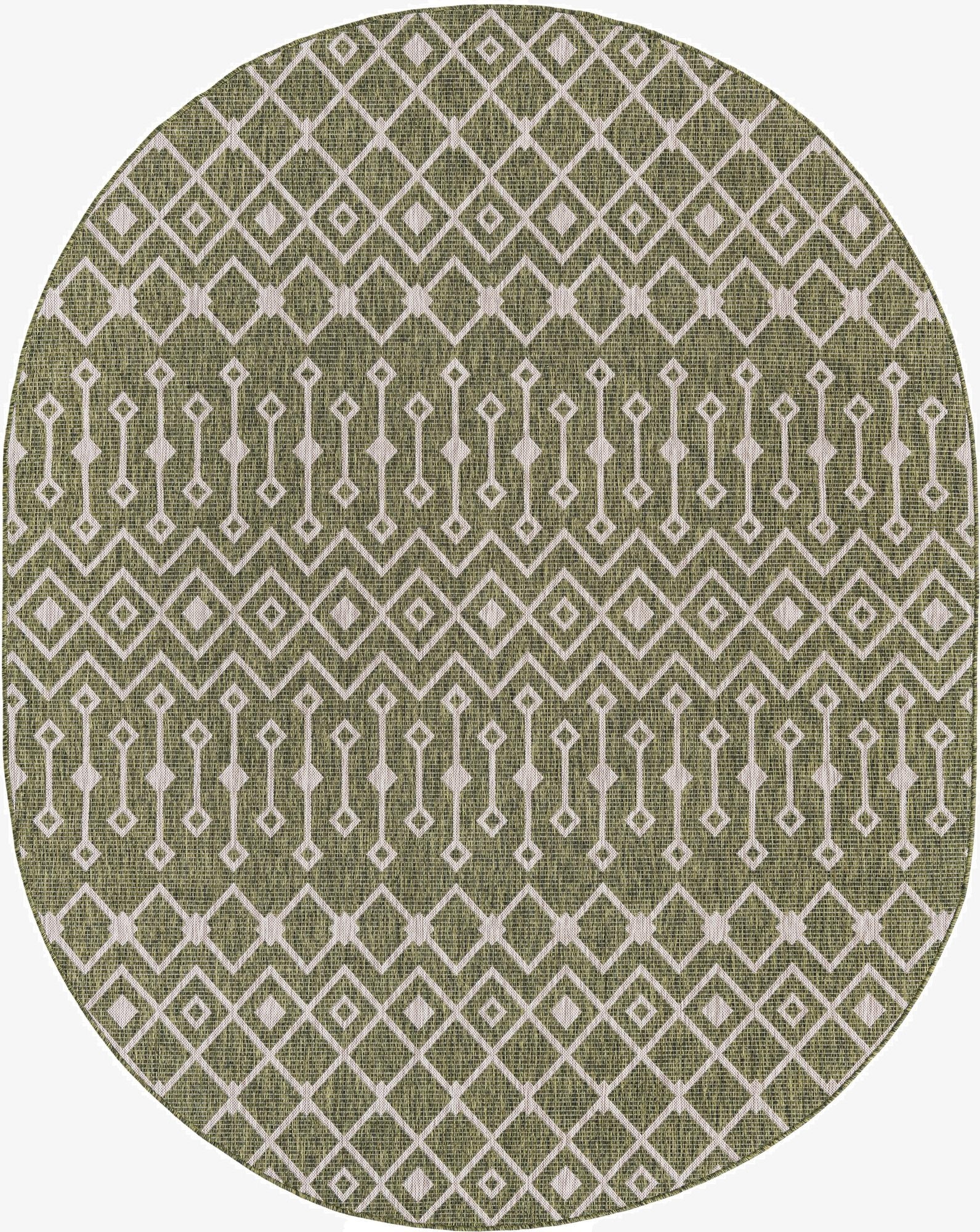 7' 10 x 10' Washable Lattice Indoor / Outdoor Oval Rug