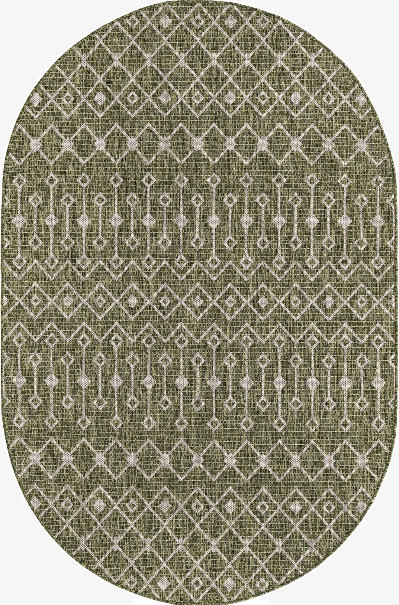 5' 3 x 8' Washable Lattice Indoor / Outdoor Oval Rug
