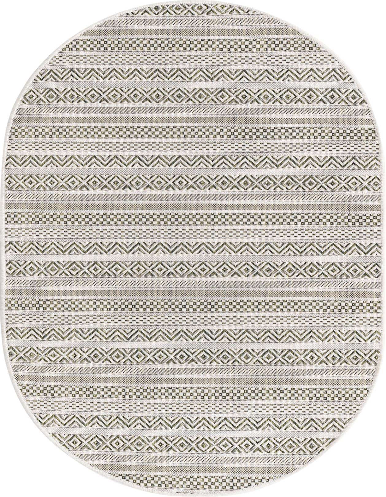 3' x 5' 3 Easy-Clean Ribbon Indoor / Outdoor Oval Rug