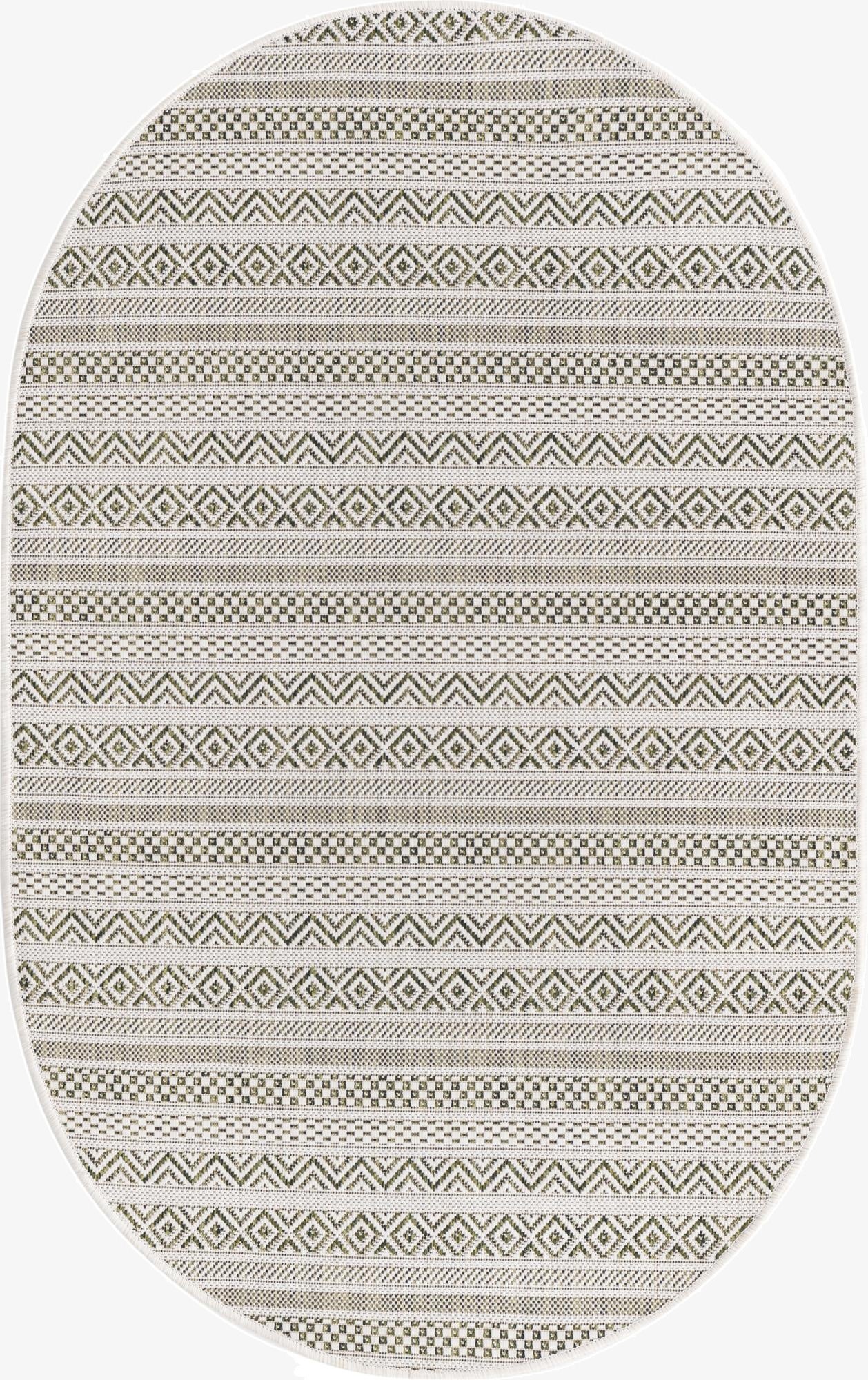 3' x 5' 3 Washable Ribbon Indoor / Outdoor Oval Rug