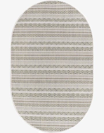 3' x 5' 3 Easy-Clean Ribbon Indoor / Outdoor Oval Rug